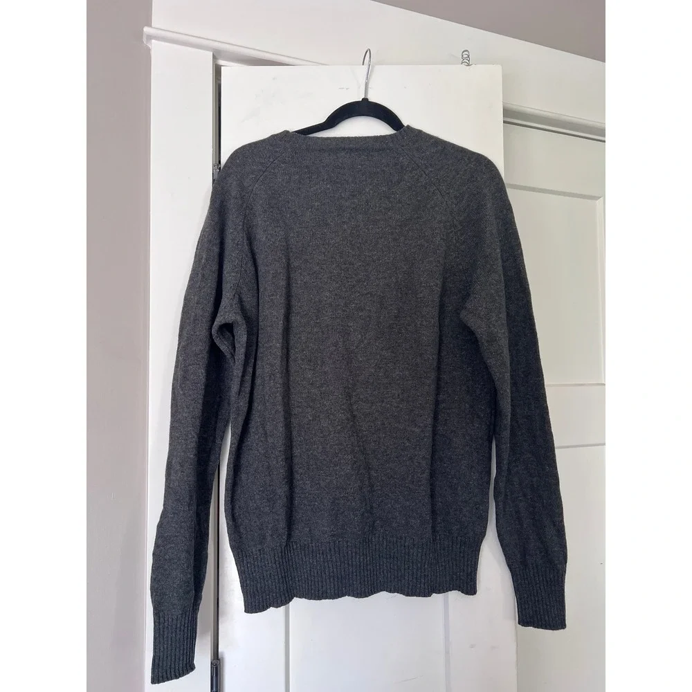 J.Crew 100% Wool Sweater Mens L Charcoal Gray Crewneck Academia Preppy Luxury